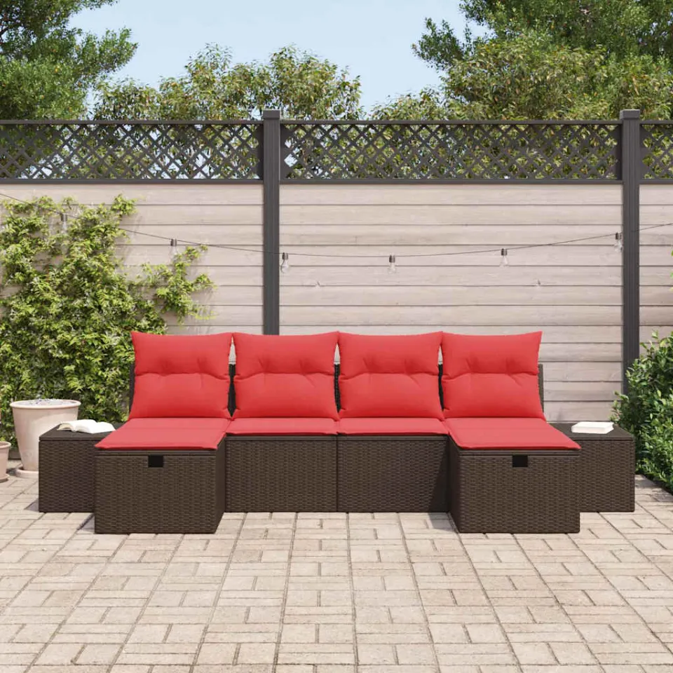 vidaXL Tuin Sofa Set 6 st Bruin poly rattan, foto 3