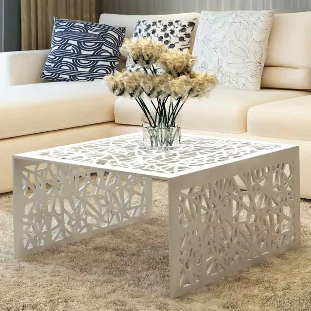 vidaXL Salontafel opengewerkt ontwerp aluminium zilverkleurig, foto 2