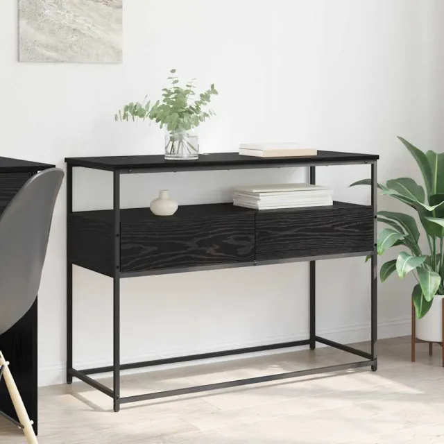 vidaXL Wandtafel Zwart Eiken 100 x 40 x 75 cm Bewerkt hout, foto 2