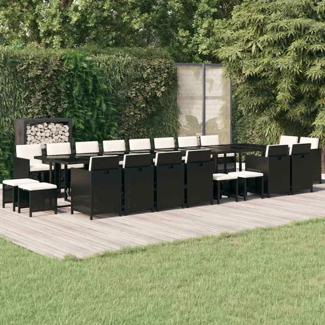 vidaXL 21-delige Tuinset met kussens poly rattan zwart, foto 2