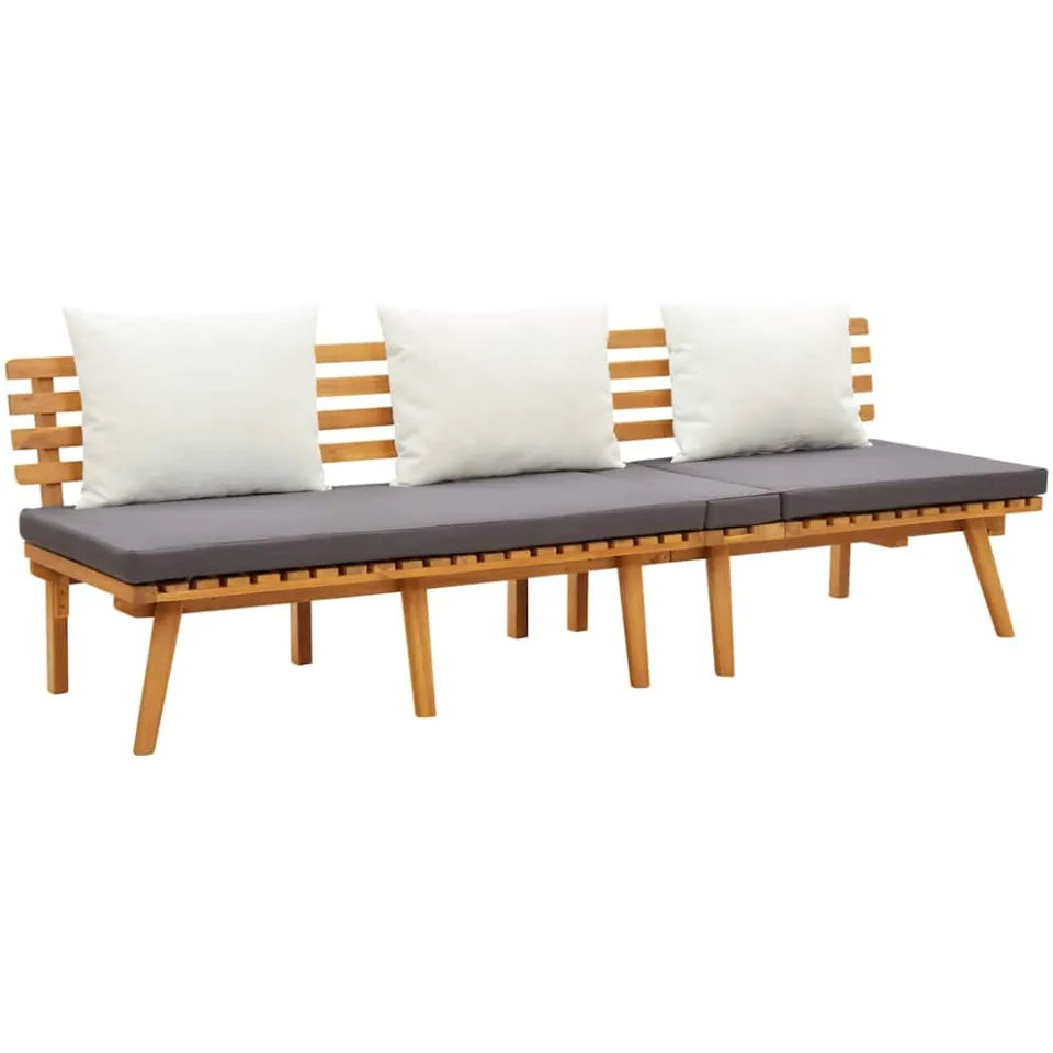 vidaXL 4-delige Loungeset met kussens massief acaciahout bruin, foto 4
