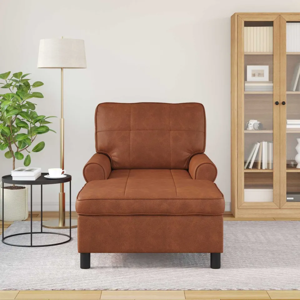 vidaXL Chaise Lounge Bruin Nep Leer 91 x 157 x 91 cm, foto 3