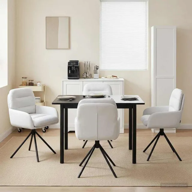 vidaXL Draai Eetstoelen 4 st Kunstleer Wit 59 x 59,5 x 90 cm, foto 2
