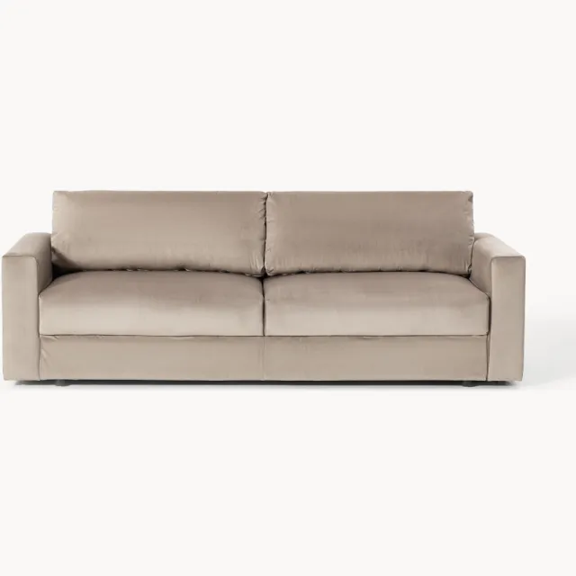 Westwing Collection Fluwelen slaapbank Tasha (3-zits) met opbergruimte Bruin