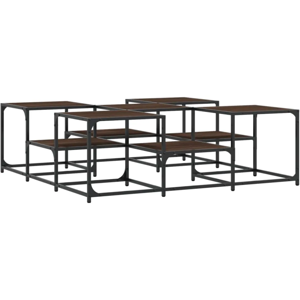 vidaXL Salontafel 121x121x40 cm bewerkt hout bruin eikenkleur, foto 4