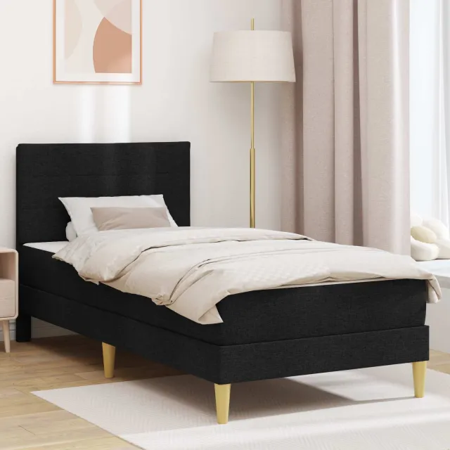 vidaXL Bedframe met matras Zwart 80 x 200 cm Polyester