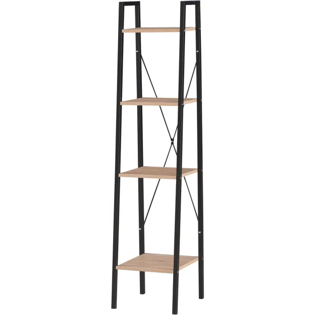 Luxury4Home ALTE R1 Serie - Boekenkast - Loftstijl - Zwart Metalen Frame - Dąb Sonoma Planken Zwart;Dąb Sonoma