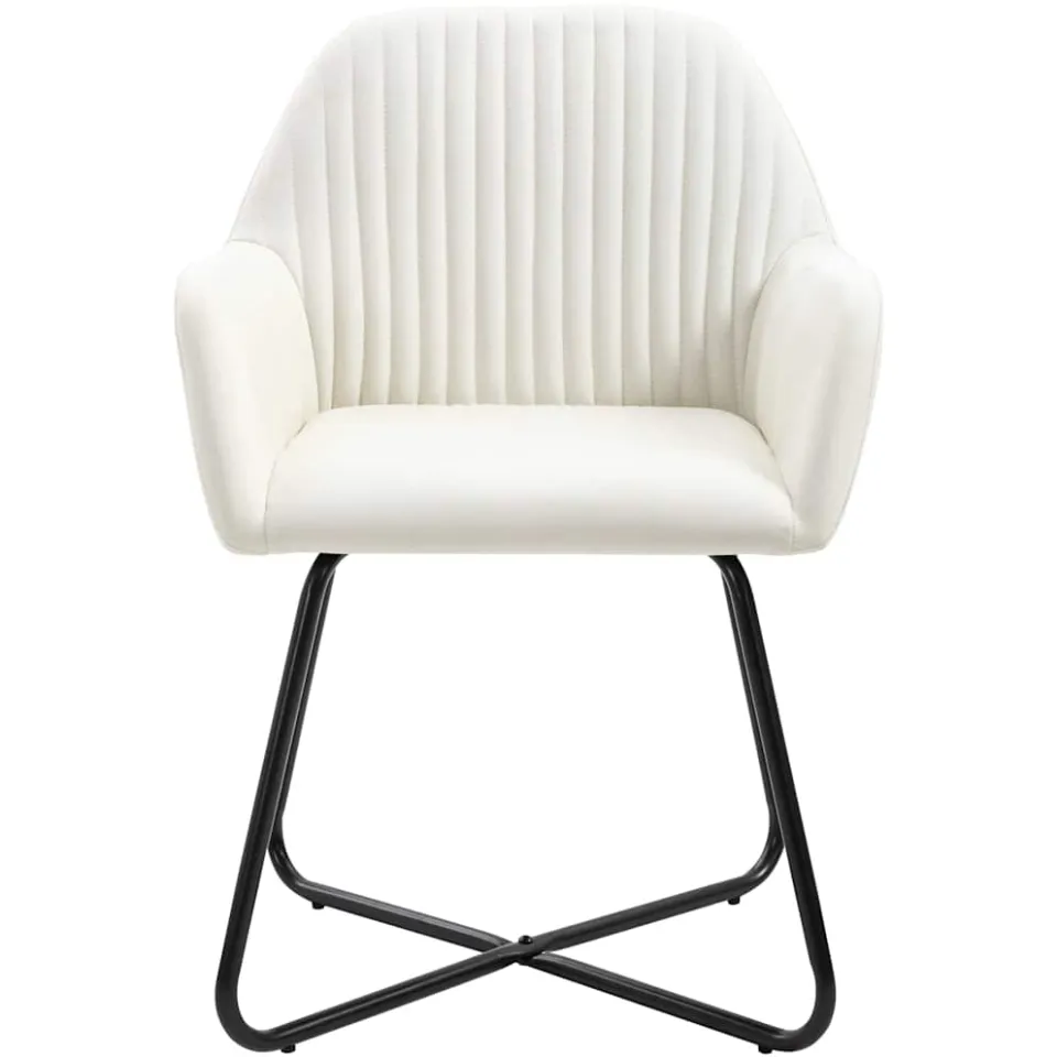 vidaXL Eetkamerstoelen 2 st stof crèmekleurig, foto 3