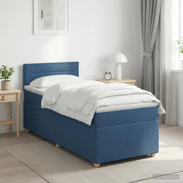 vidaXL Boxspringbed met matras met hoofdeinde Blauw 90 x 200 cm Stof
