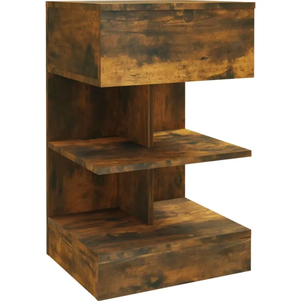 vidaXL Nachtkastjes 2 st 40x35x65 cm bewerkt hout gerookt eikenkleurig, foto 3