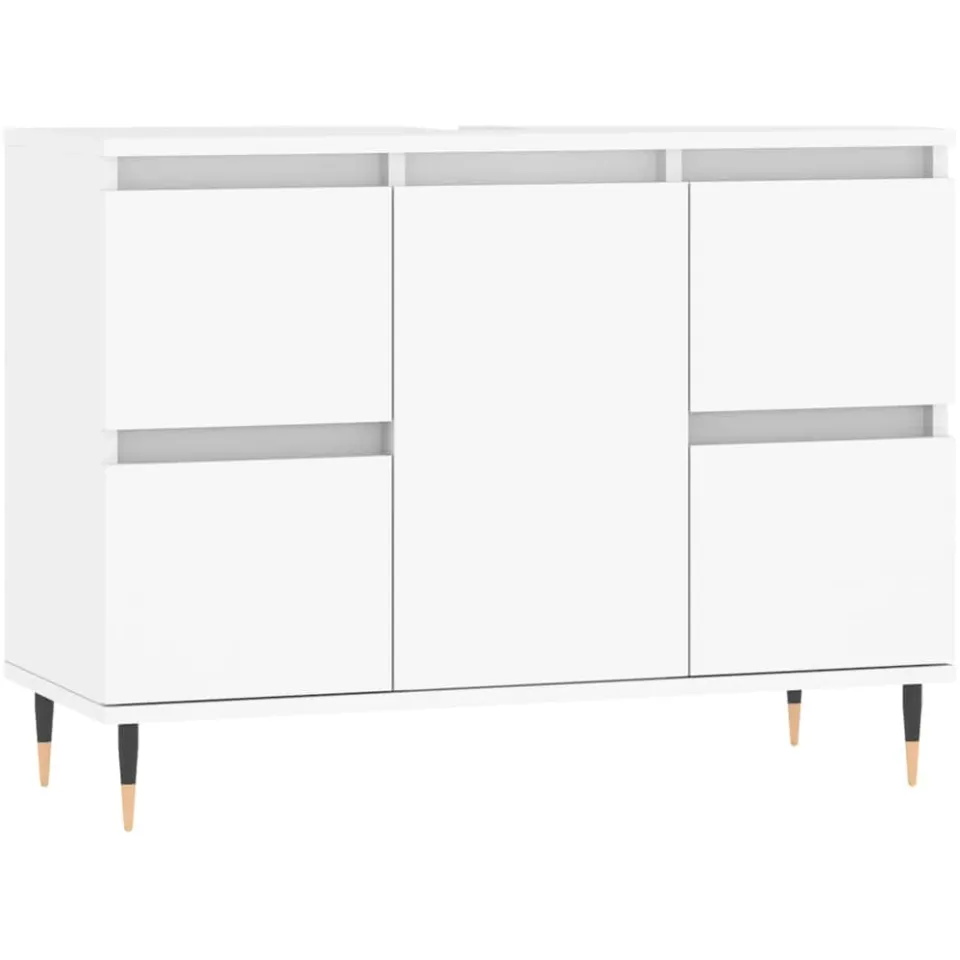vidaXL Badkamerkast 80x33x60 cm bewerkt hout wit, foto 3