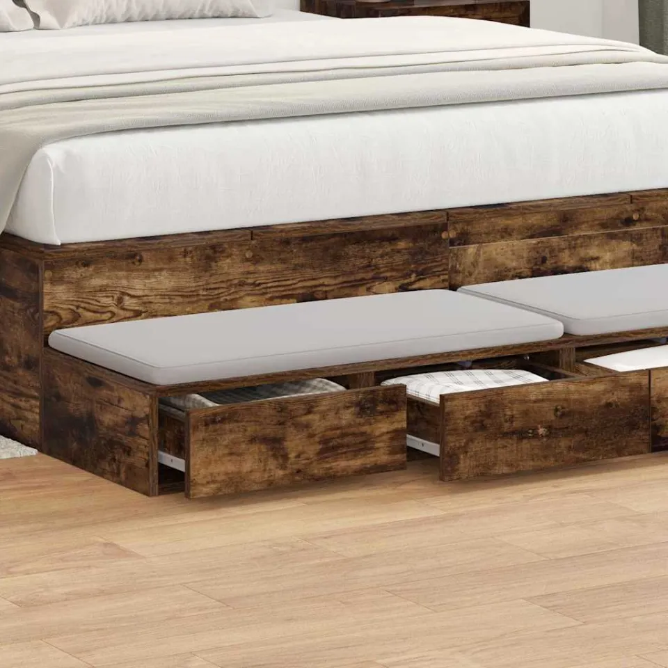 vidaXL Bedlades Gerookt eiken 140 x 36,5 x 16,5 cm Bewerkt hout, foto 3