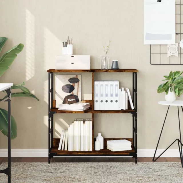 vidaXL Boekenrek 78,5x33x82 cm bewerkt hout gerookt eikenkleurig Bruin