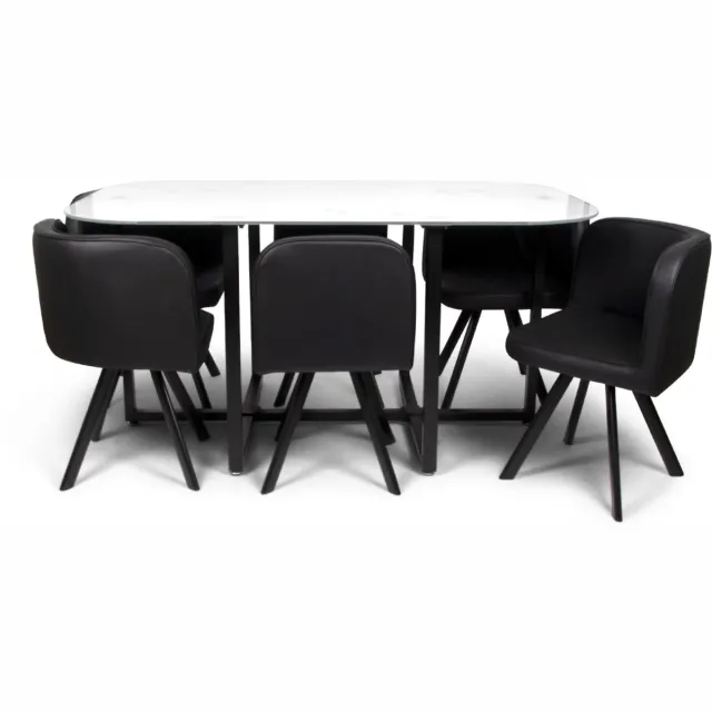 Milton & Oldbrook Eetkamerset 7-delig Sofia - Eettafel Met 6 Stoelen Marmer Wit