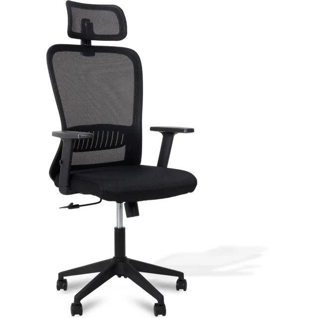 Infinity Goods Ergonomische Bureaustoel - Bureaustoelen Voor Volwassenen - Volledig Verstelbaar - Office Kantoor Chair - Zwart Zwart Hoofdsteun Stof