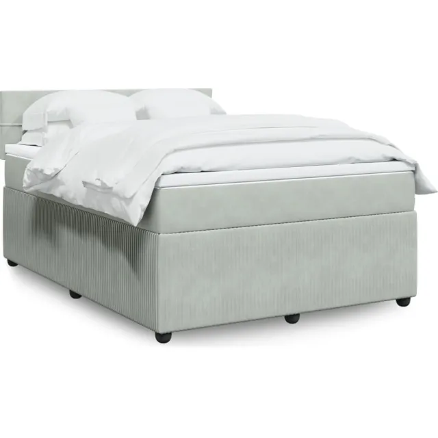 vidaXL Boxspring met matras fluweel lichtgrijs 160x200 cm grijs