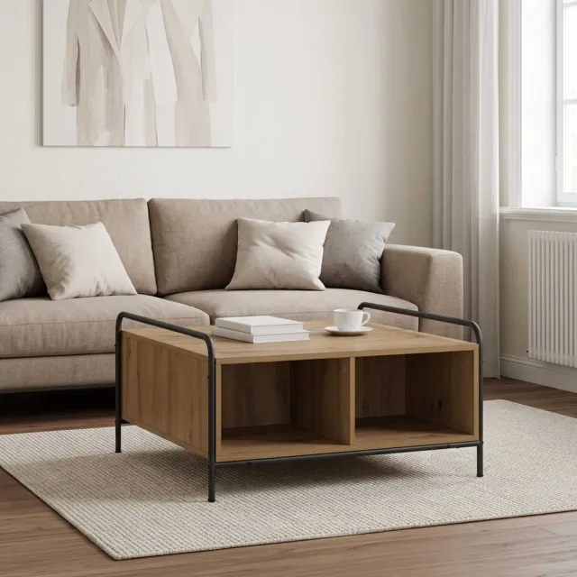 vidaXL Salontafel Artisanaal eiken 50 x 49 x 41 cm Bewerkt hout, foto 2