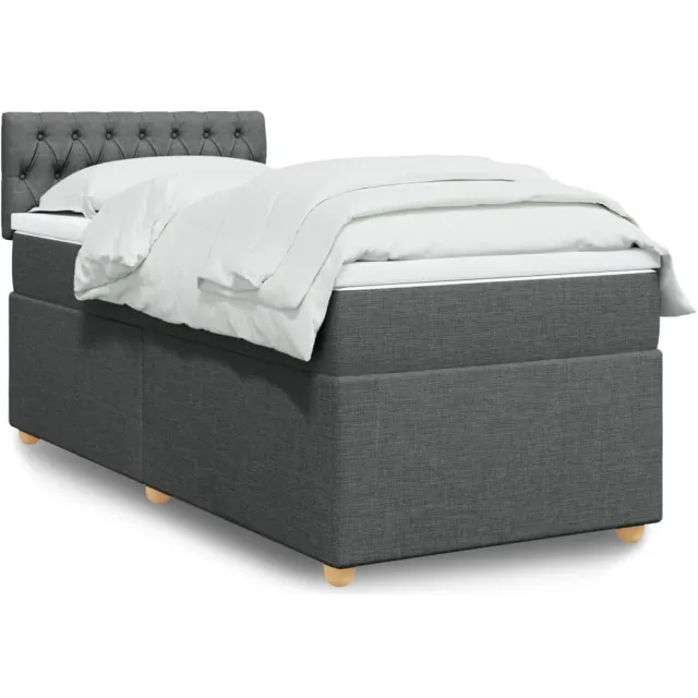 vidaXL Boxspring met matras stof donkergrijs Single