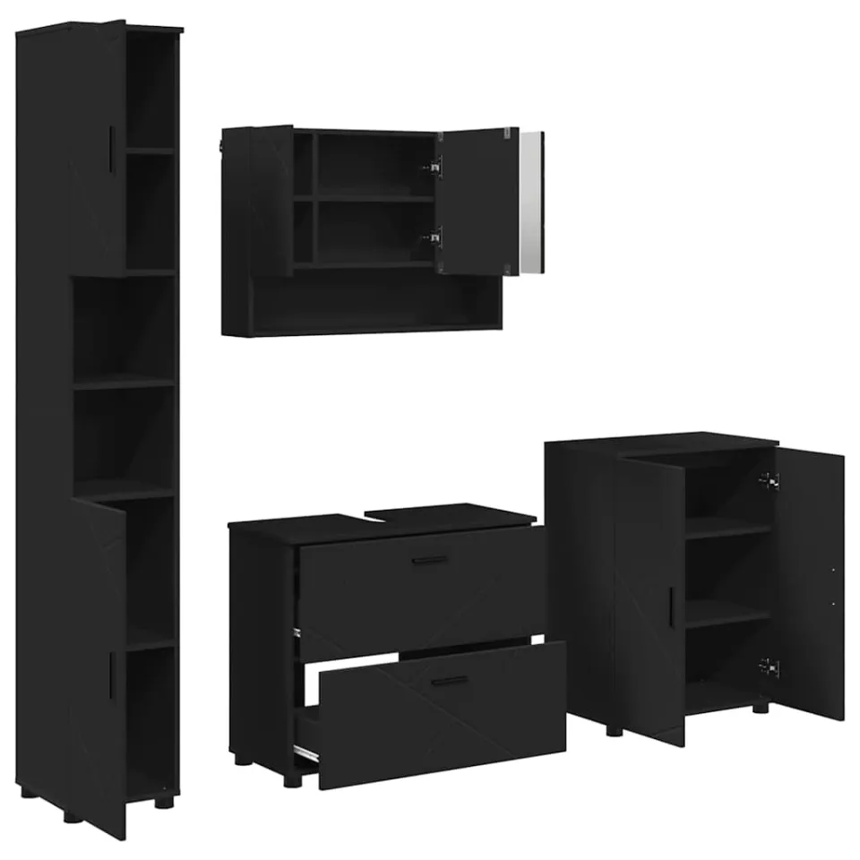 vidaXL Badkamermeubelset 4 st Zwart 35 x 30 x 192 cm, foto 3