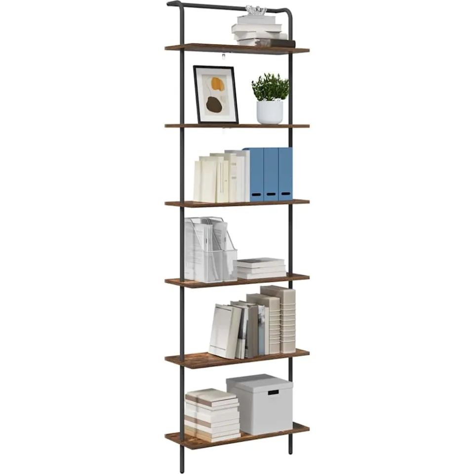 vidaXL Boekenkast 6-laags 60 x 24 x 203 cm Bewerkt hout Gerookt eiken Bruin