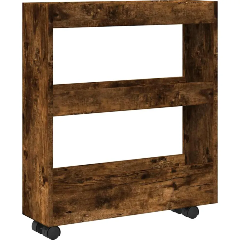 vidaXL Opbergtrolley smal 3-laags bewerkt hout gerookt eikenkleurig Bruin