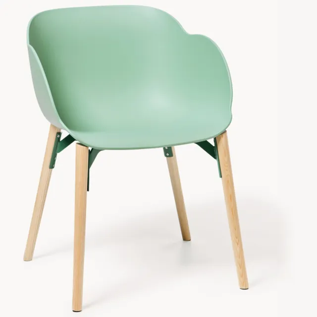 Westwing Collection Eetstoel Tula met armleuningen Lichtgroen