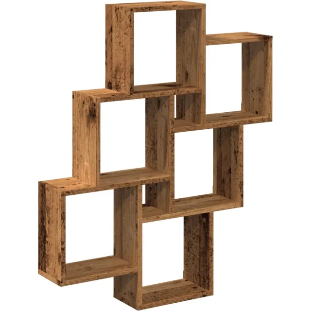 vidaXL Wandschap - kubus - 78x15x93 - cm - bewerkt - hout - oud - houtkleurig oud hout