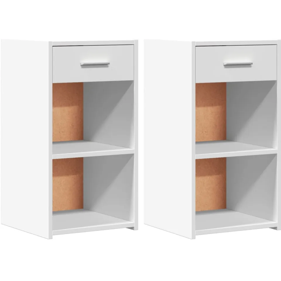 vidaXL Nachtkastjes 2 st 35x34x65 cm bewerkt hout wit
