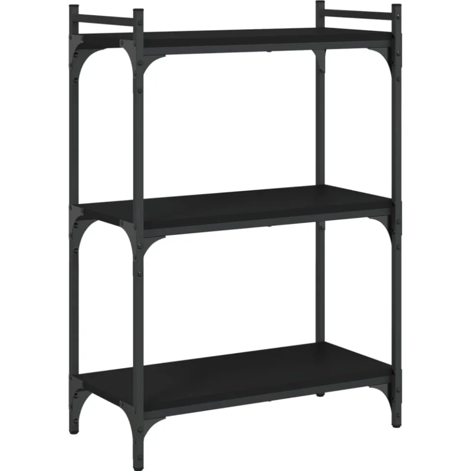 vidaXL Boekenkast 3-laags 60x30x86 cm bewerkt hout zwart, foto 3