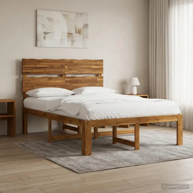 vidaXL Tweepersoonsbed met hoofdeinde ROSTOCK Naturel 120 x 200 cm Bruin