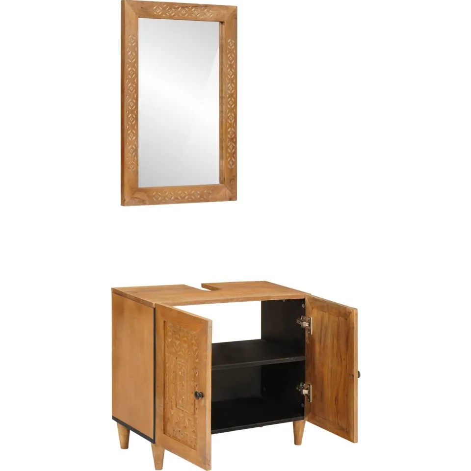 vidaXL Badkamermeubelset 2 st Bruin 62 x 33 x 58 cm Bewerkt hout, foto 2