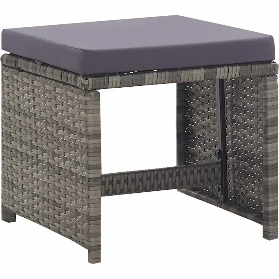 vidaXL 5-delige Tuinset poly rattan en acaciahout antraciet, foto 4