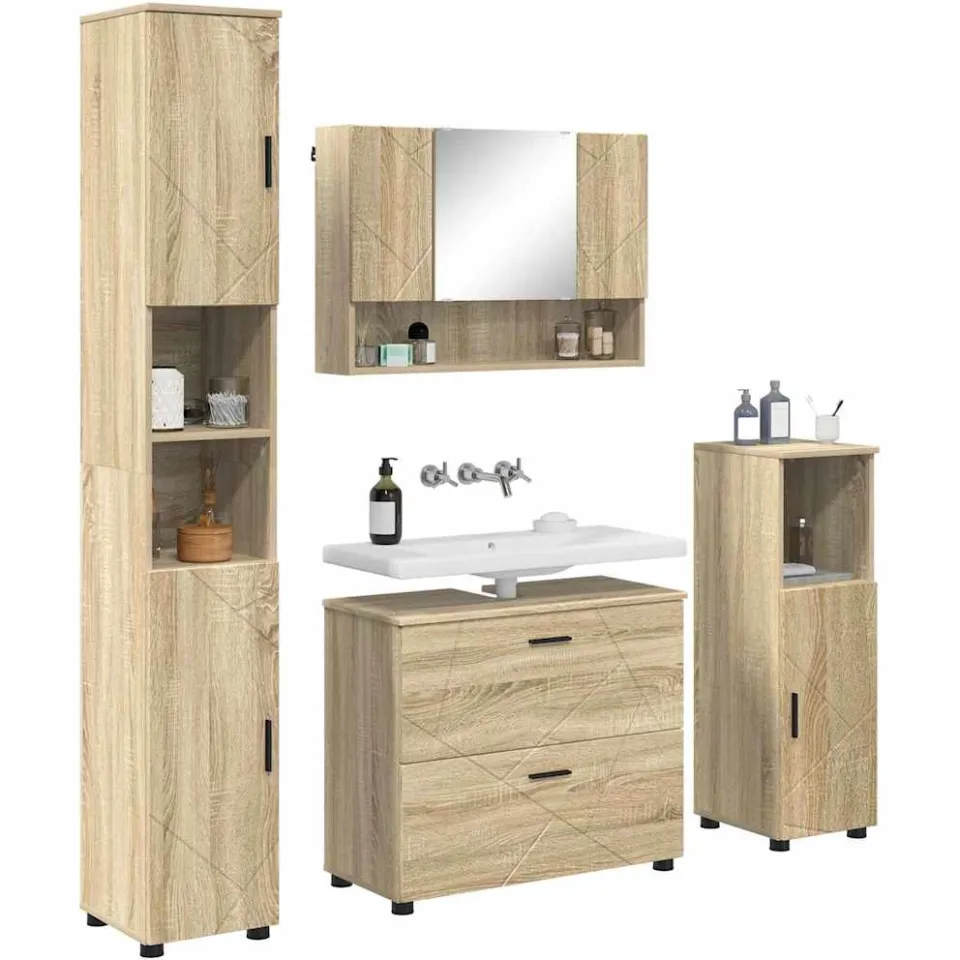 vidaXL Badkamermeubelset 4 st Sonoma Eiken 35 x 30 x 192 cm Bruin