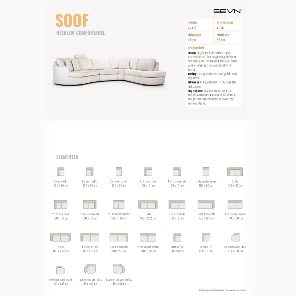 SEVN Soof hoekbank beige, foto 3