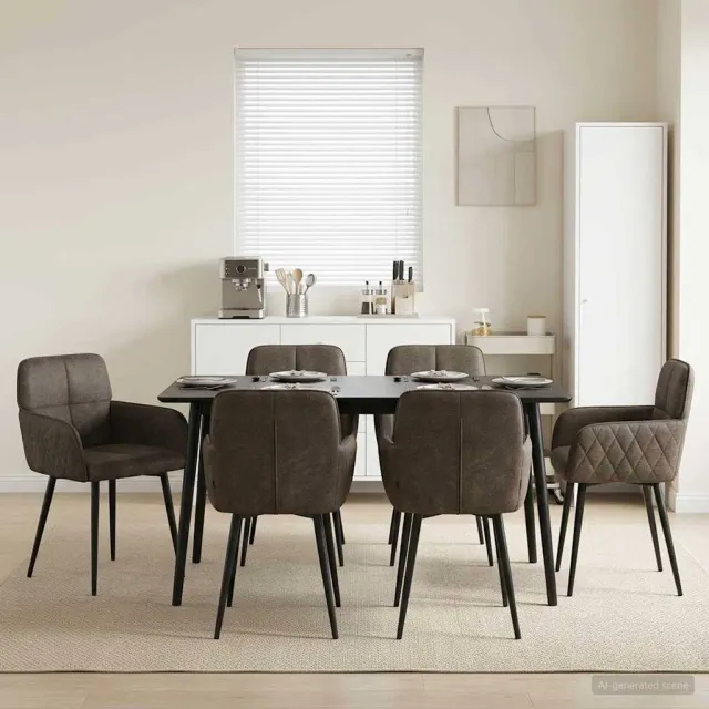vidaXL Eettafelstoelen 6 st Nep Suede Leer Donkergrijs
