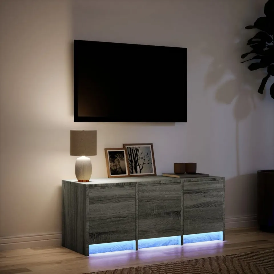 vidaXL Tv-meubel met LED 97x34x40 cm bewerkt hout grijs sonoma eiken, foto 4
