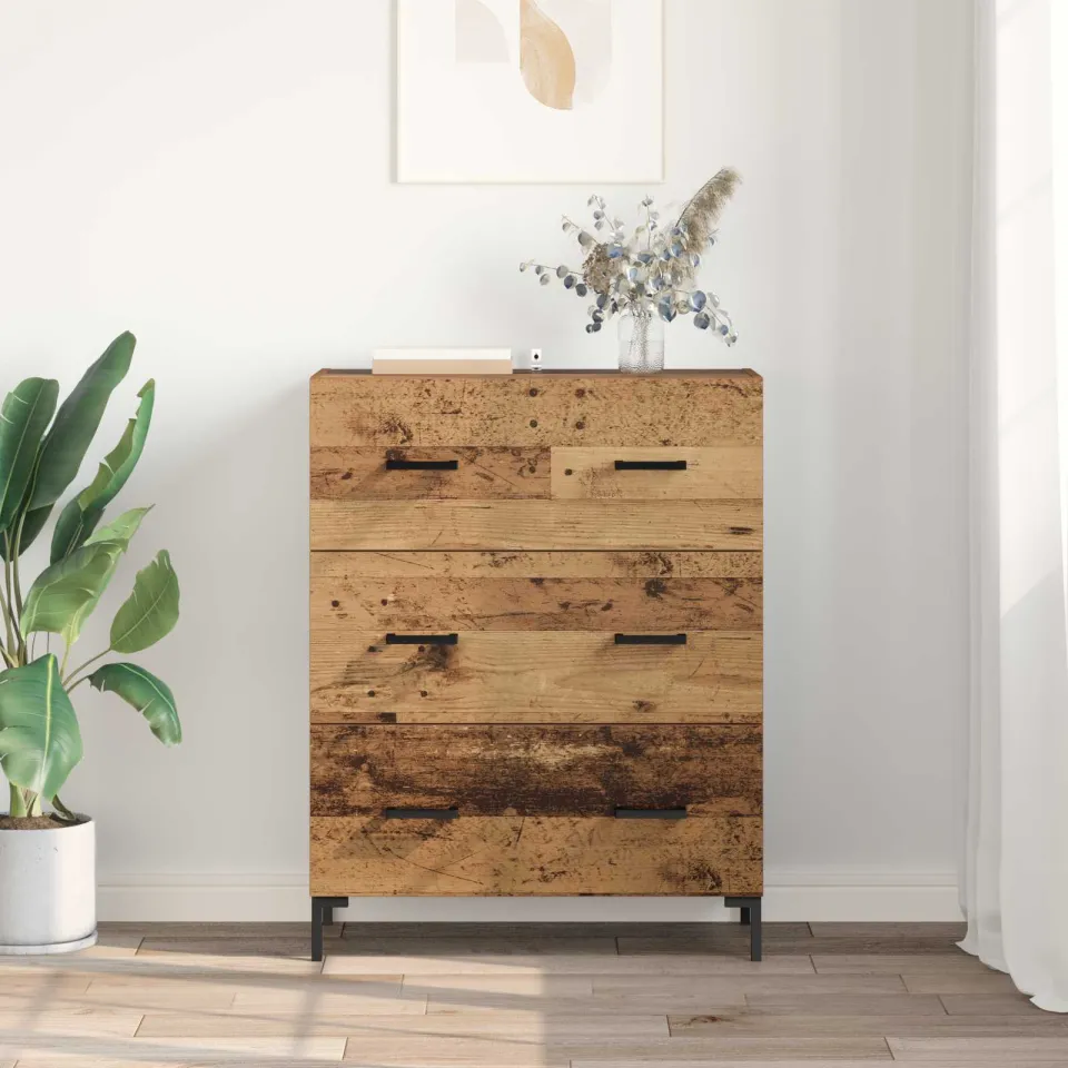 vidaXL Dressoir Oud Hout 69,5 x 34 x 90 cm Gemonteerd hout en ijzer bruin, foto 3