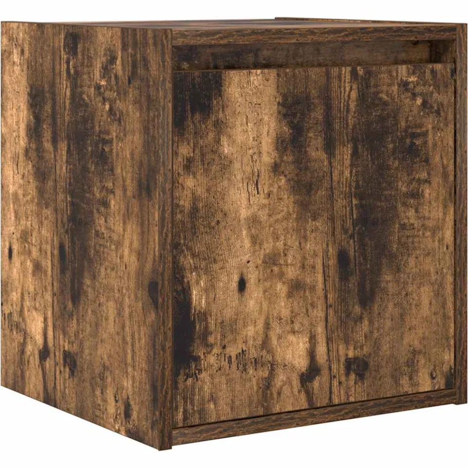 vidaXL Nachtkastje wandgemonteerd 38x34x40 cm gerookt eikenkleurig Bruin