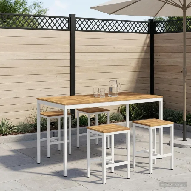 vidaXL Tuinbar Tafel NAARDEN Witgewassen 180 x 88,5 x 105 cm, foto 2