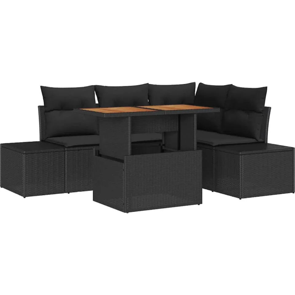 vidaXL Tuin Sofa Set 5 st Zwart Poly riet