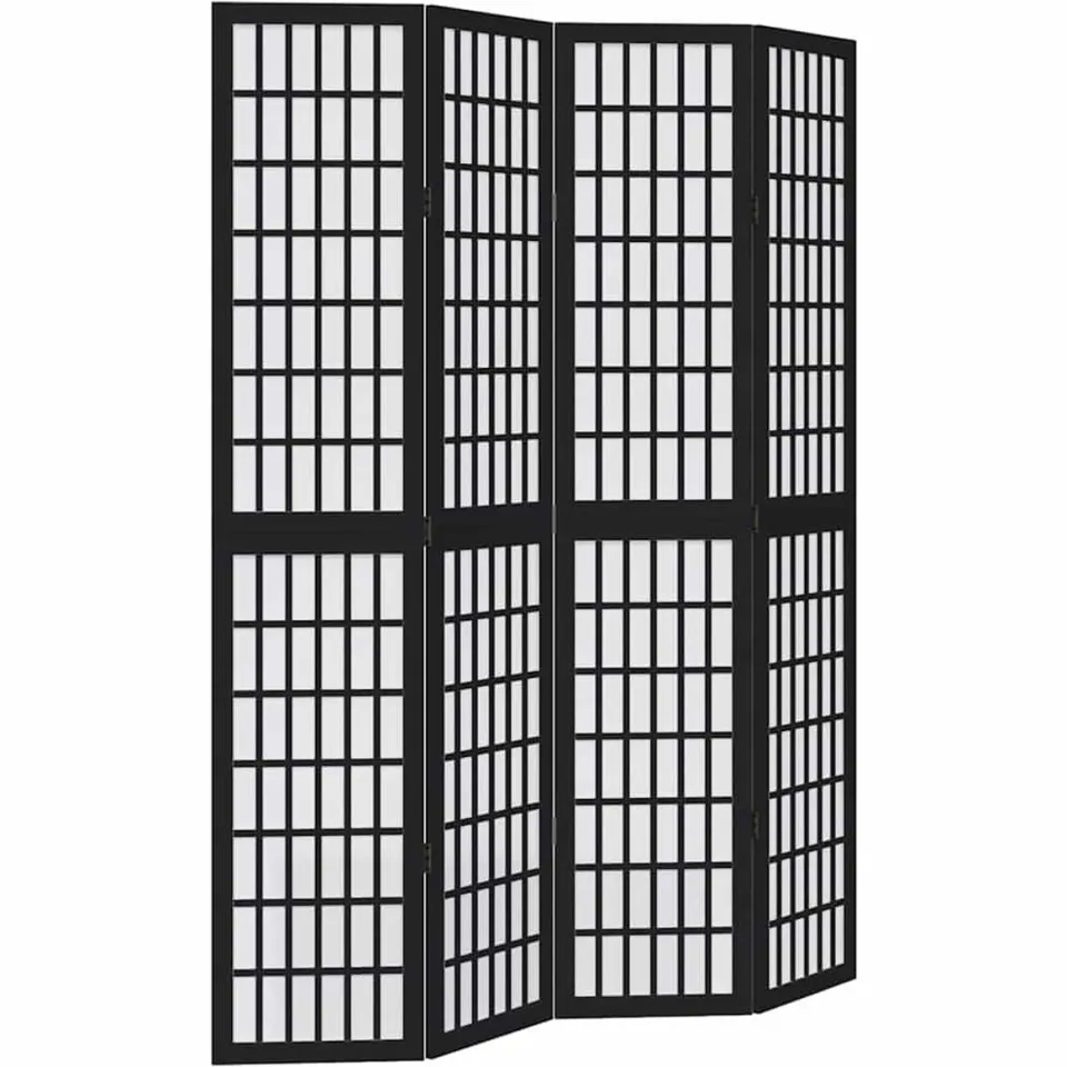 vidaXL Kamerscherm met 4 panelen massief paulowniahout zwart
