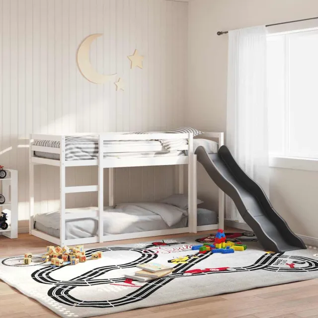 vidaXL Stapelbed met glijbaan en ladder grenenhout wit 90x200 cm