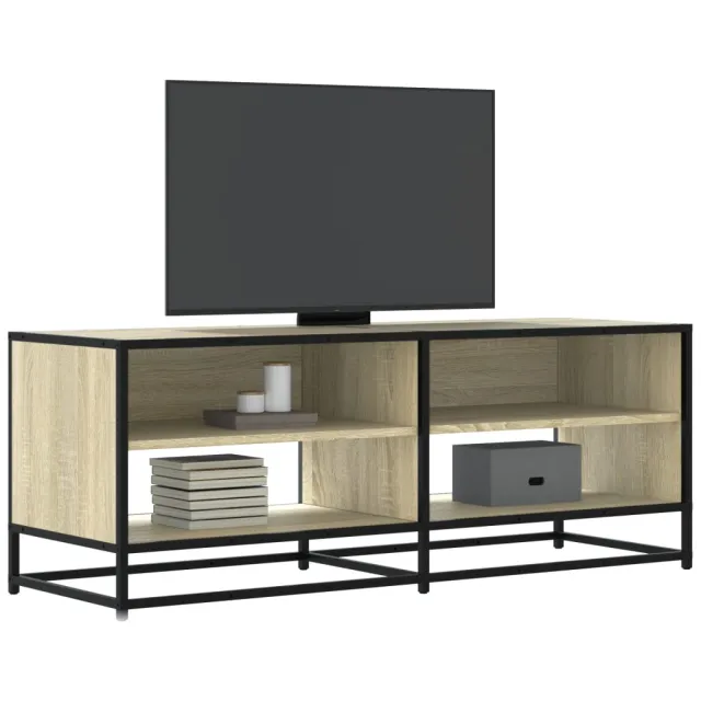 vidaXL Tv-meubel 120,5x40x46cm bewerkt hout metaal sonoma eikenkleurig Bruin