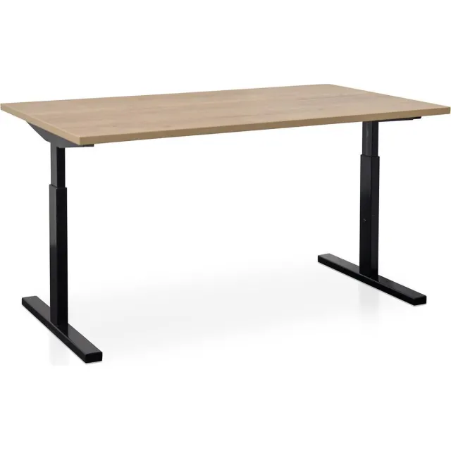 Start Pintado Rechthoek bureau instelbaar | Start Pintado | 160 x 80 cm | Frame zwart - blad robuust eiken Zwart frame - robuust eiken blad