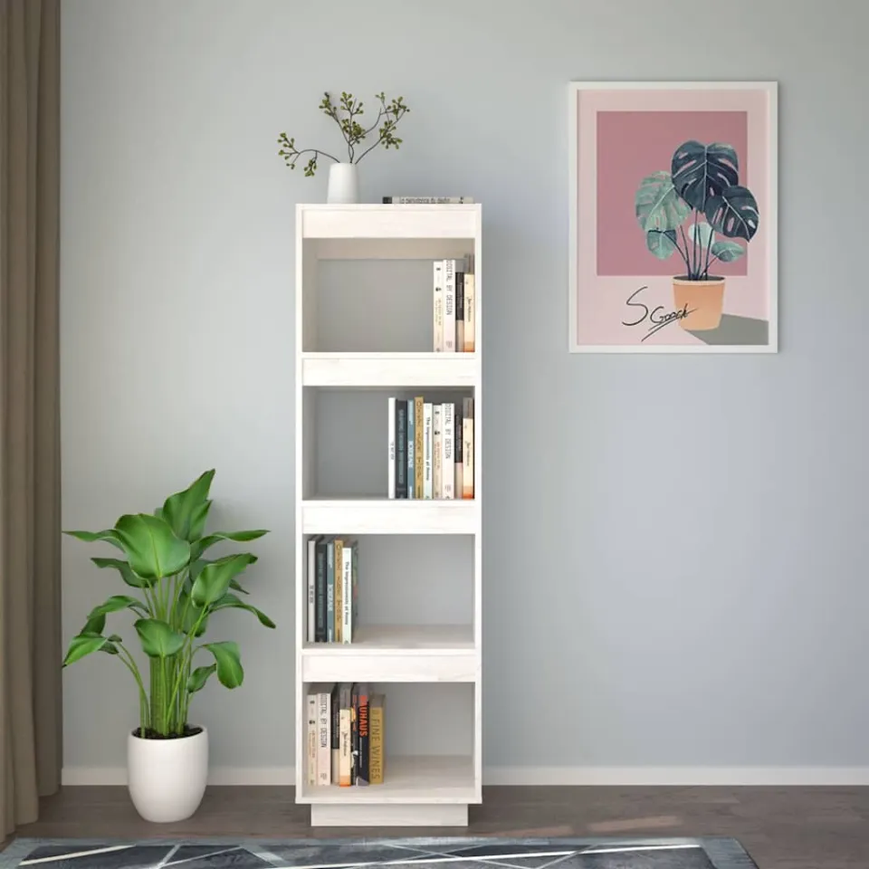 vidaXL Boekenkast/kamerscherm 40x35x135 cm massief grenenhout wit, foto 3