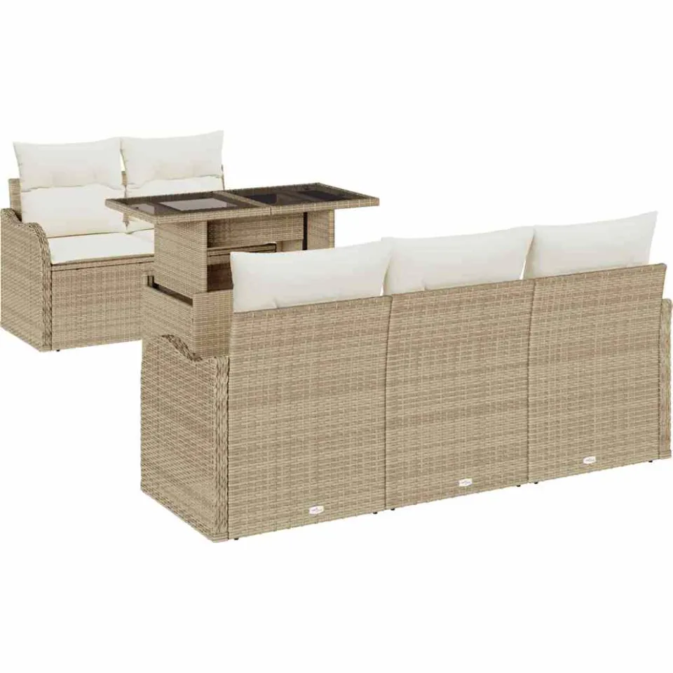 vidaXL Tuin Sofa Set 6 st Beige poly rattan
