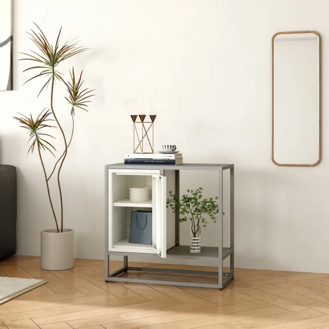 en.casa Sideboard Burlöv dressoir 70x72x35 cm grijs en wit [en.casa]