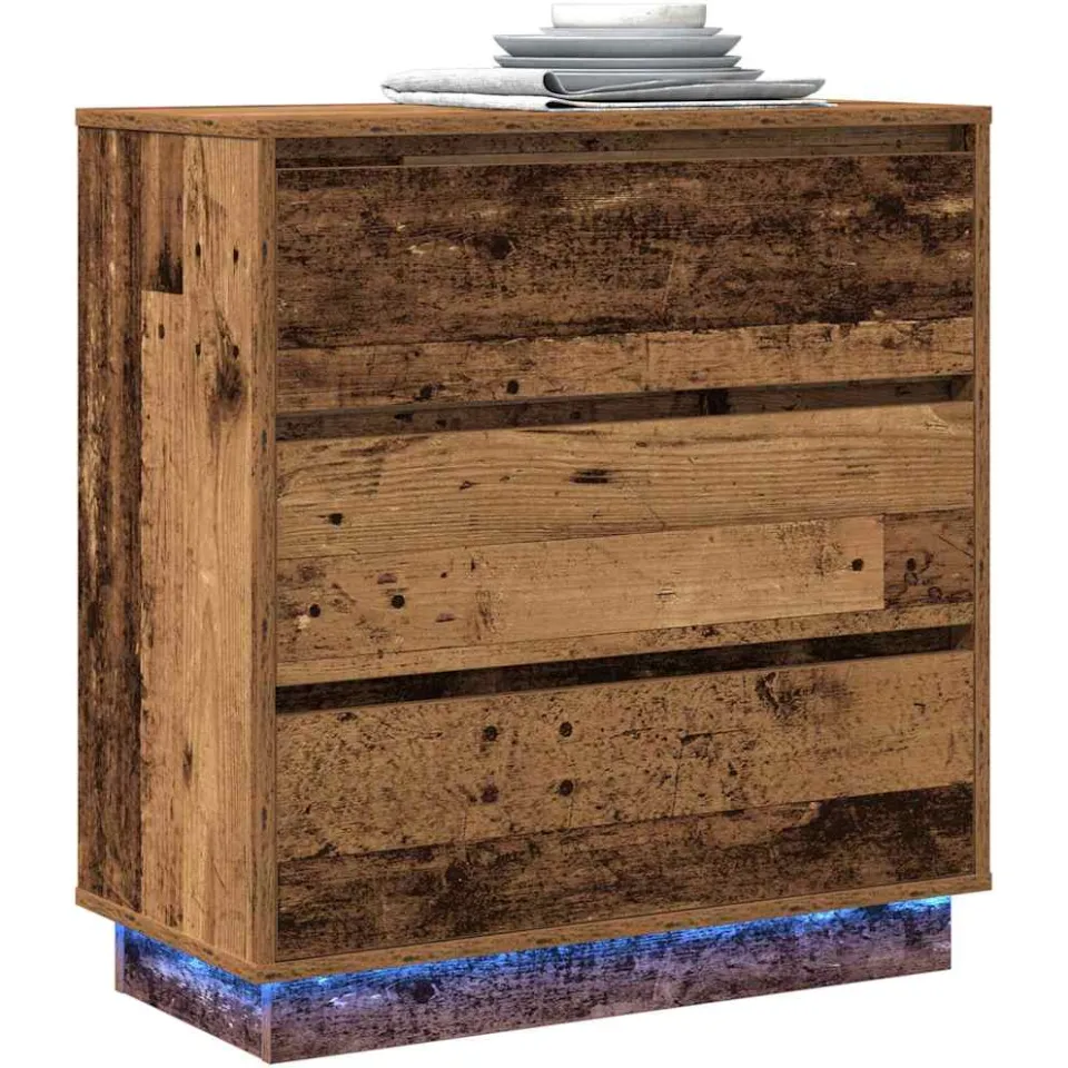 vidaXL Nachtkastje Oudhout 71 x 34,5 x 75 cm Bewerkt hout Bruin