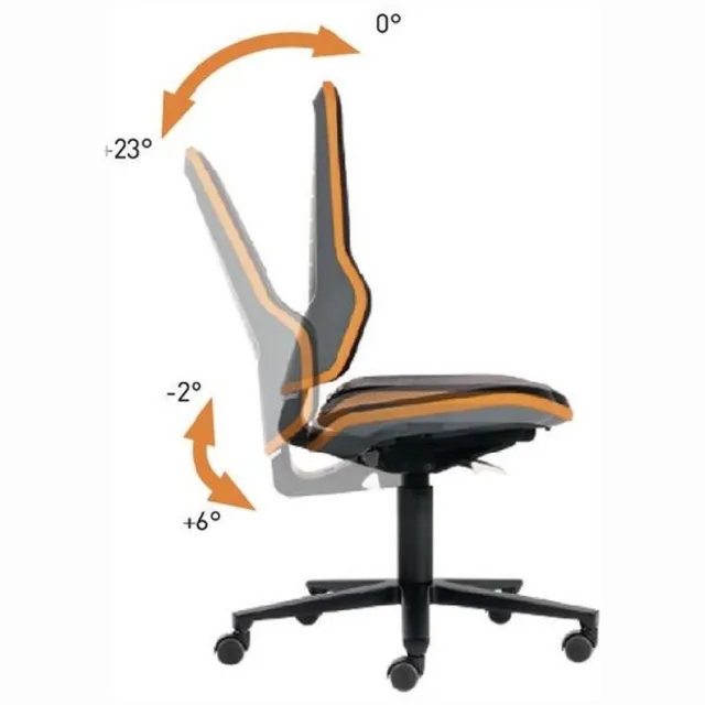 Interstuhl industriële draaistoel Neon zwenkwielen - 9573-9999-32... oranje