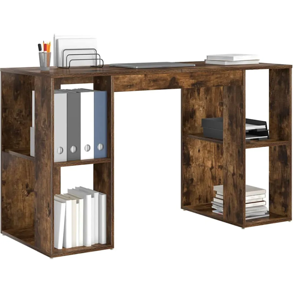 vidaXL Bureau Gerookt eiken 130 x 50,5 x 75 cm Bewerkt hout Bruin